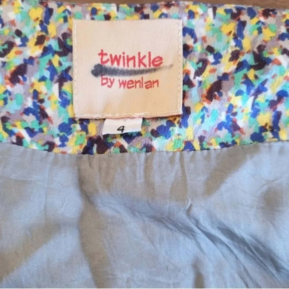 Twinkle 100% Silk Abstract Print Mini Skirt Blue Purple 4
